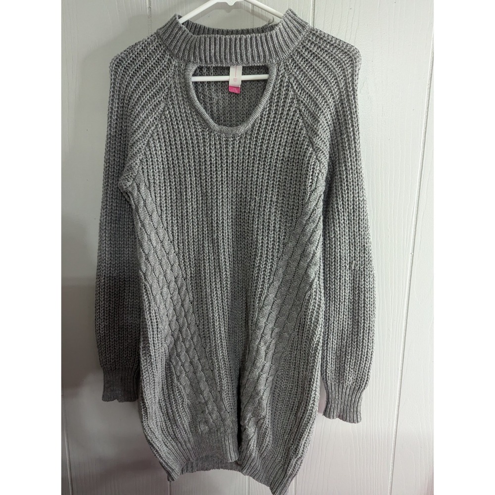 No Boundaries womens L grey oversized‎ sweater or mini dress long sleeve